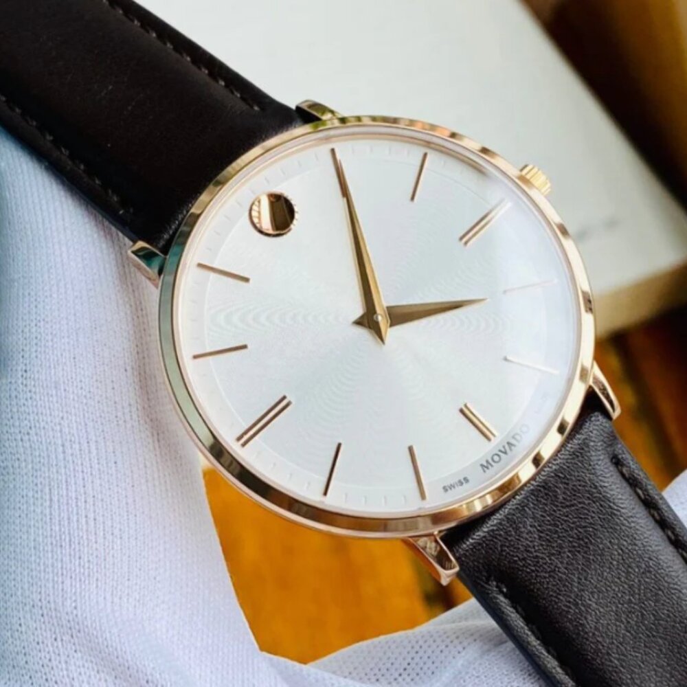 Movado Slim Brown Leather Men's Watch